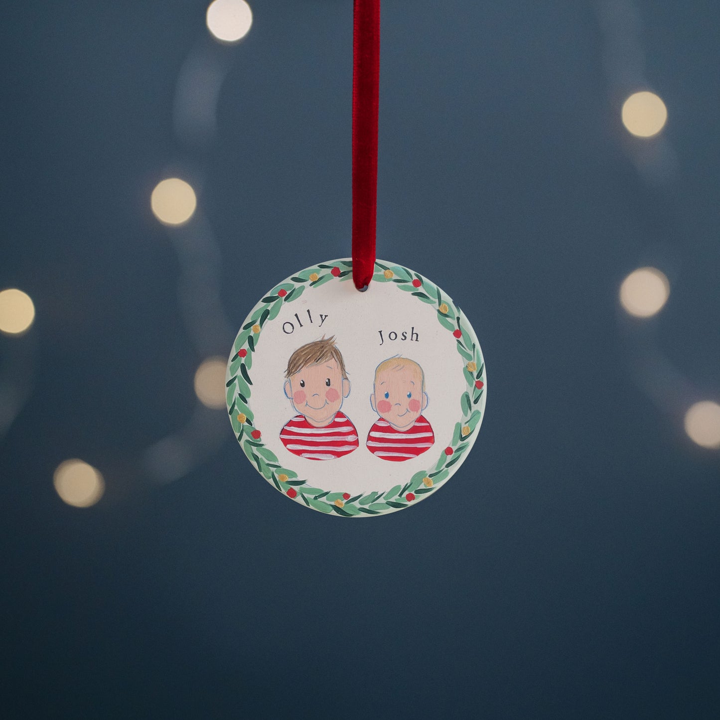 Sibling Portrait Flat Bauble