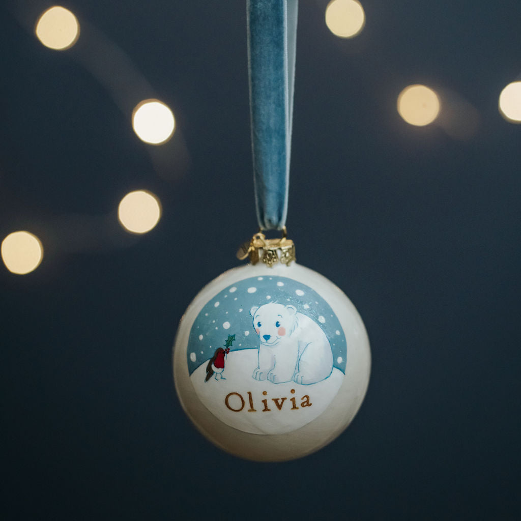 Baby's Christmas Bauble Polar Bear Pink