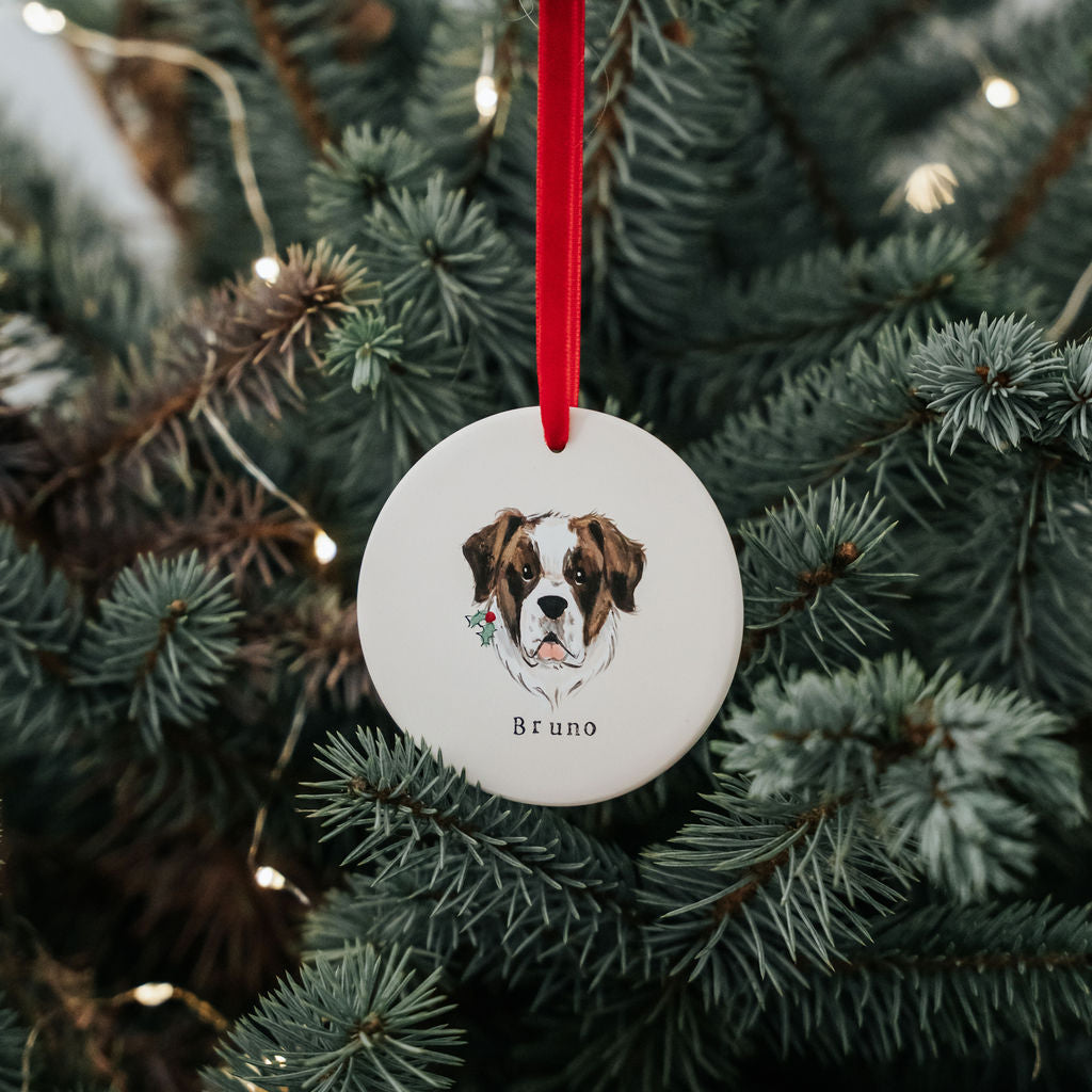 Dog Portrait Flat Christmas Bauble