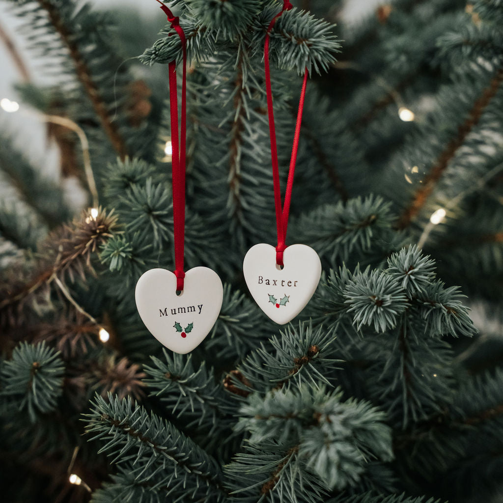 Family Christmas Mini Tree Hearts