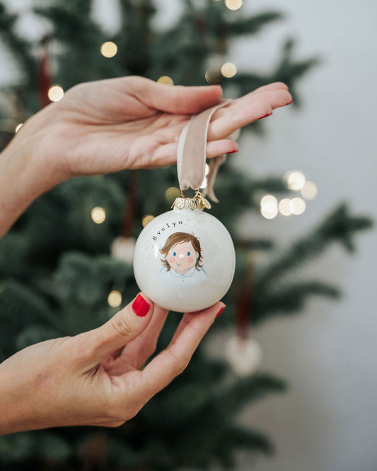 Neutral Portrait Christmas Bauble for One