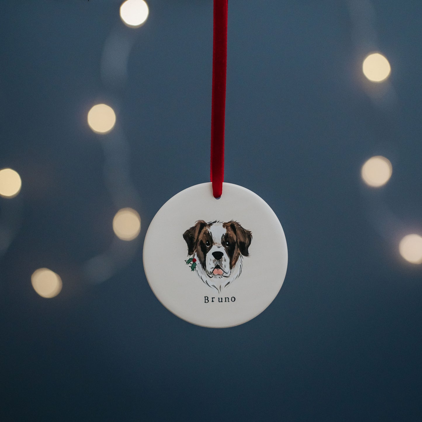 Dog Portrait Flat Christmas Bauble
