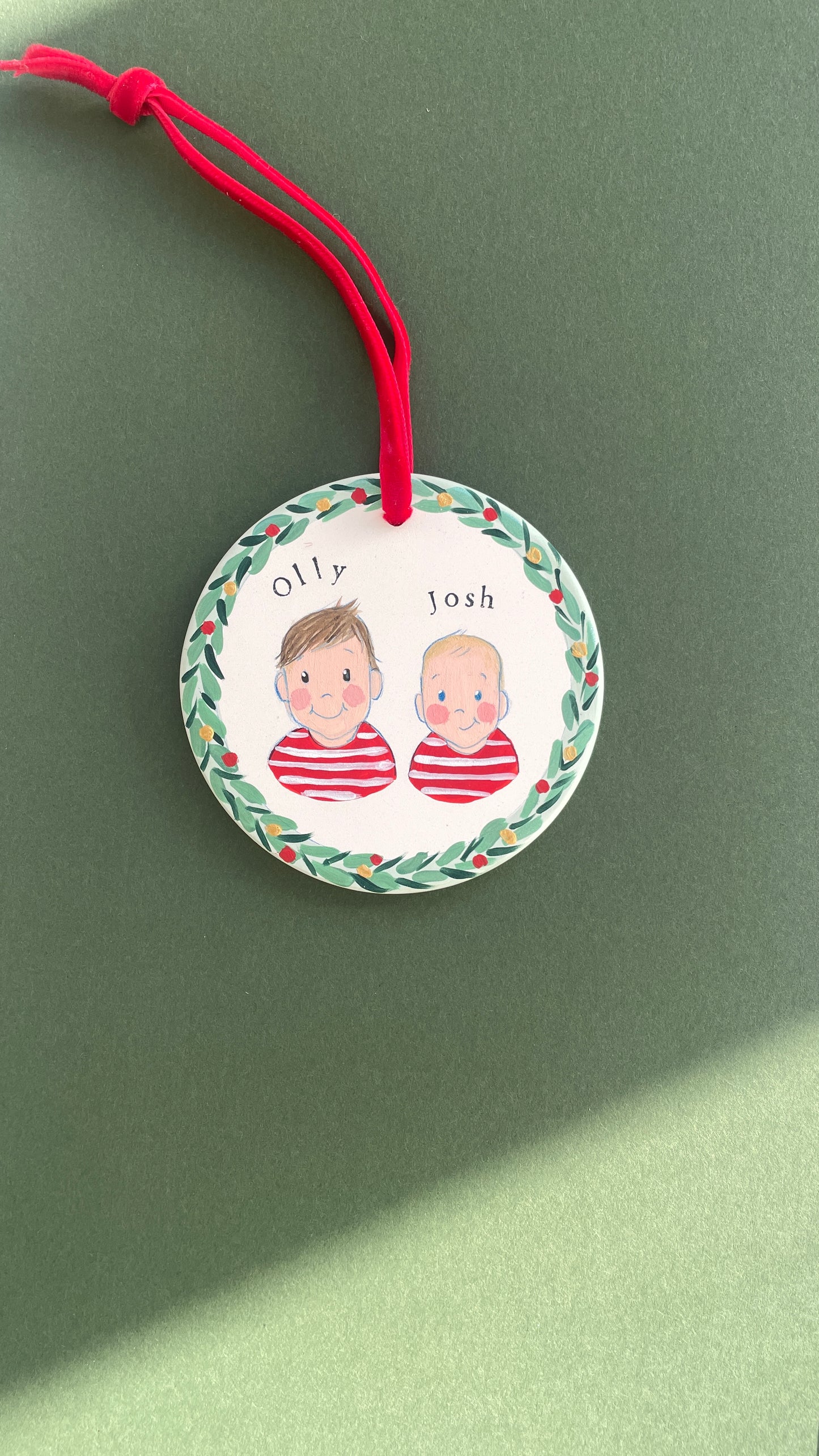 Sibling Portrait Flat Bauble