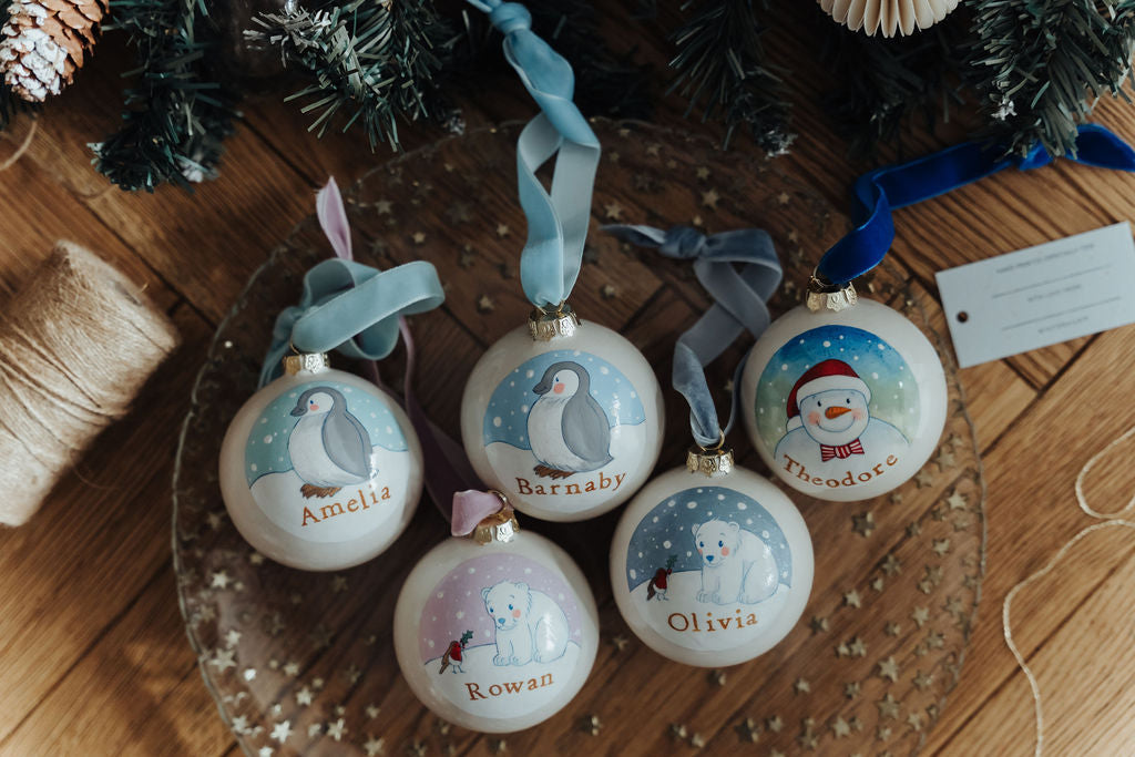 Baby's Christmas Bauble Polar Bear Pink