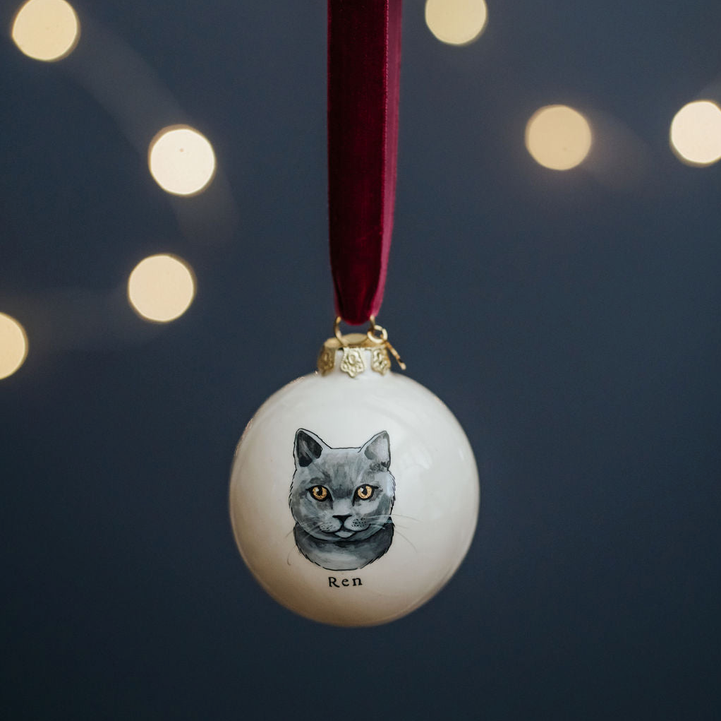 Cat Portrait Christmas Bauble