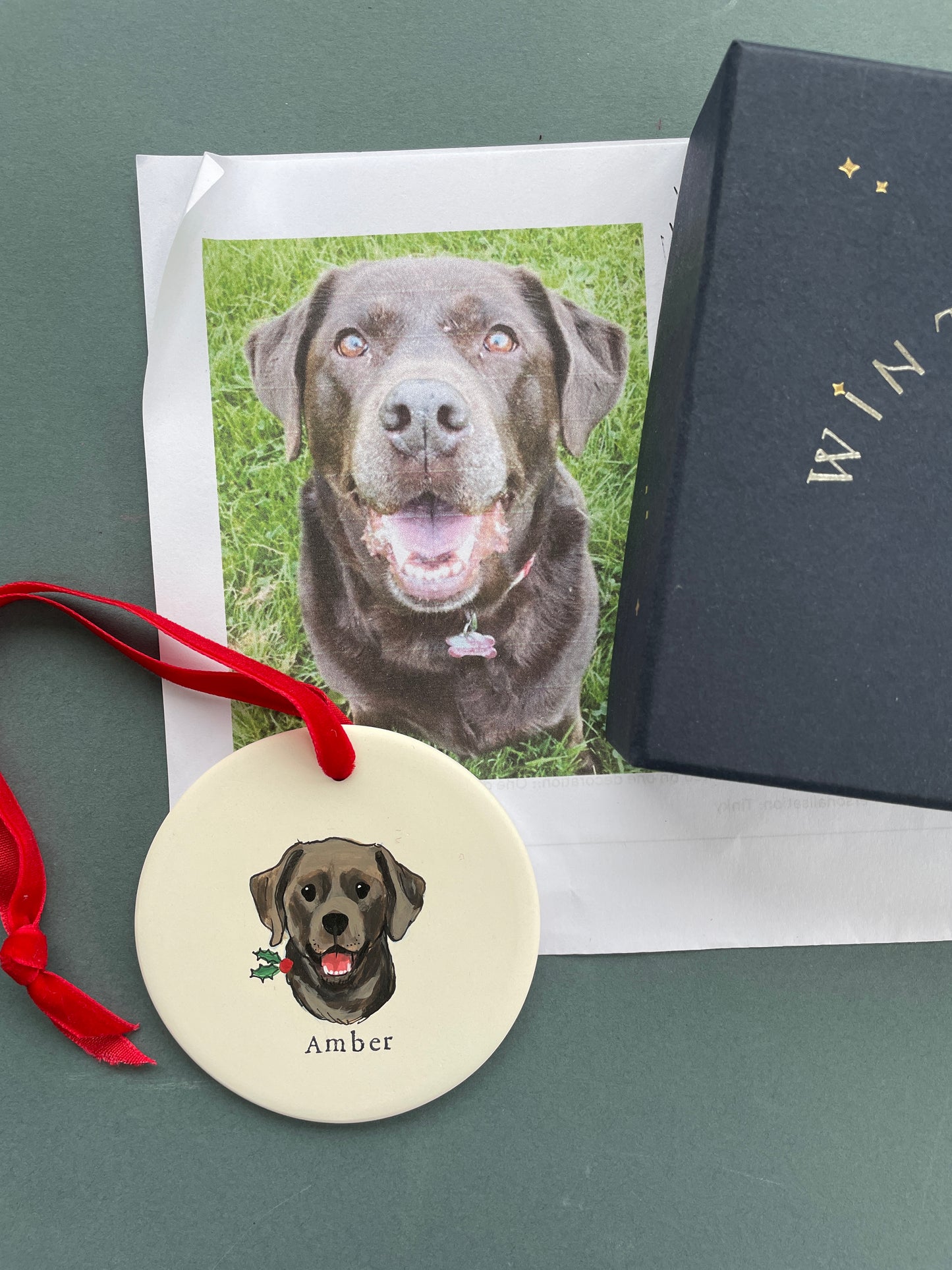 Dog Portrait Flat Christmas Bauble