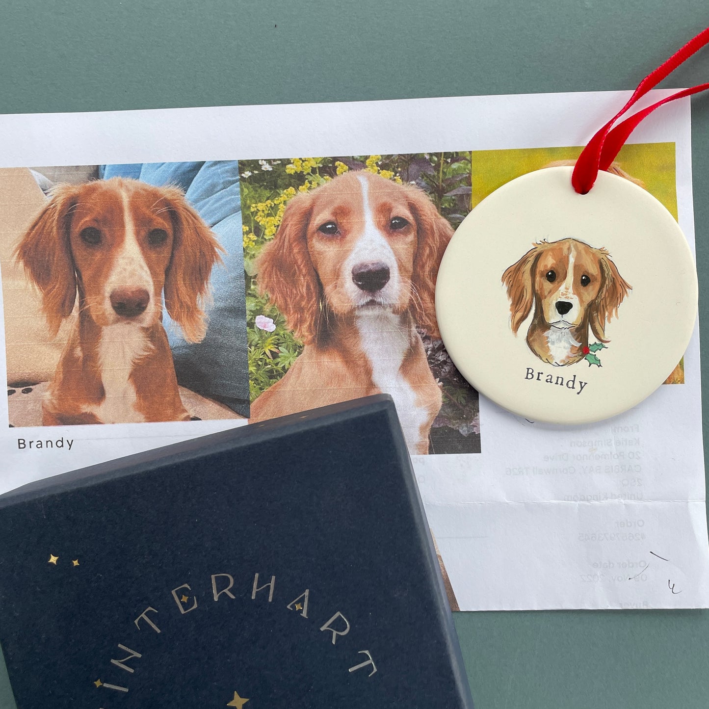 Dog Portrait Flat Christmas Bauble