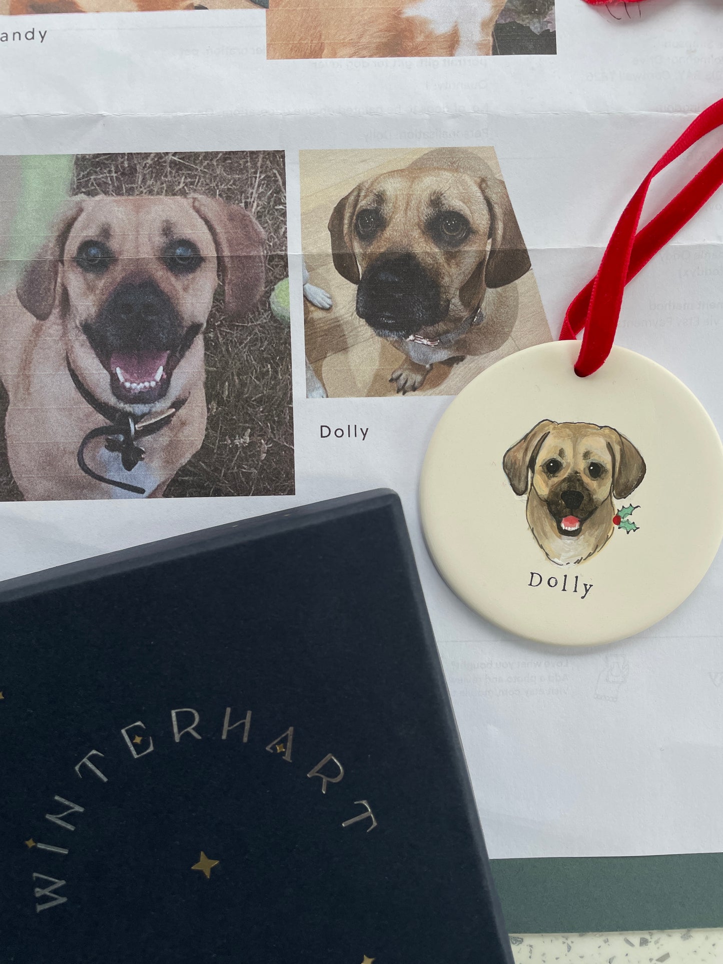Dog Portrait Flat Christmas Bauble