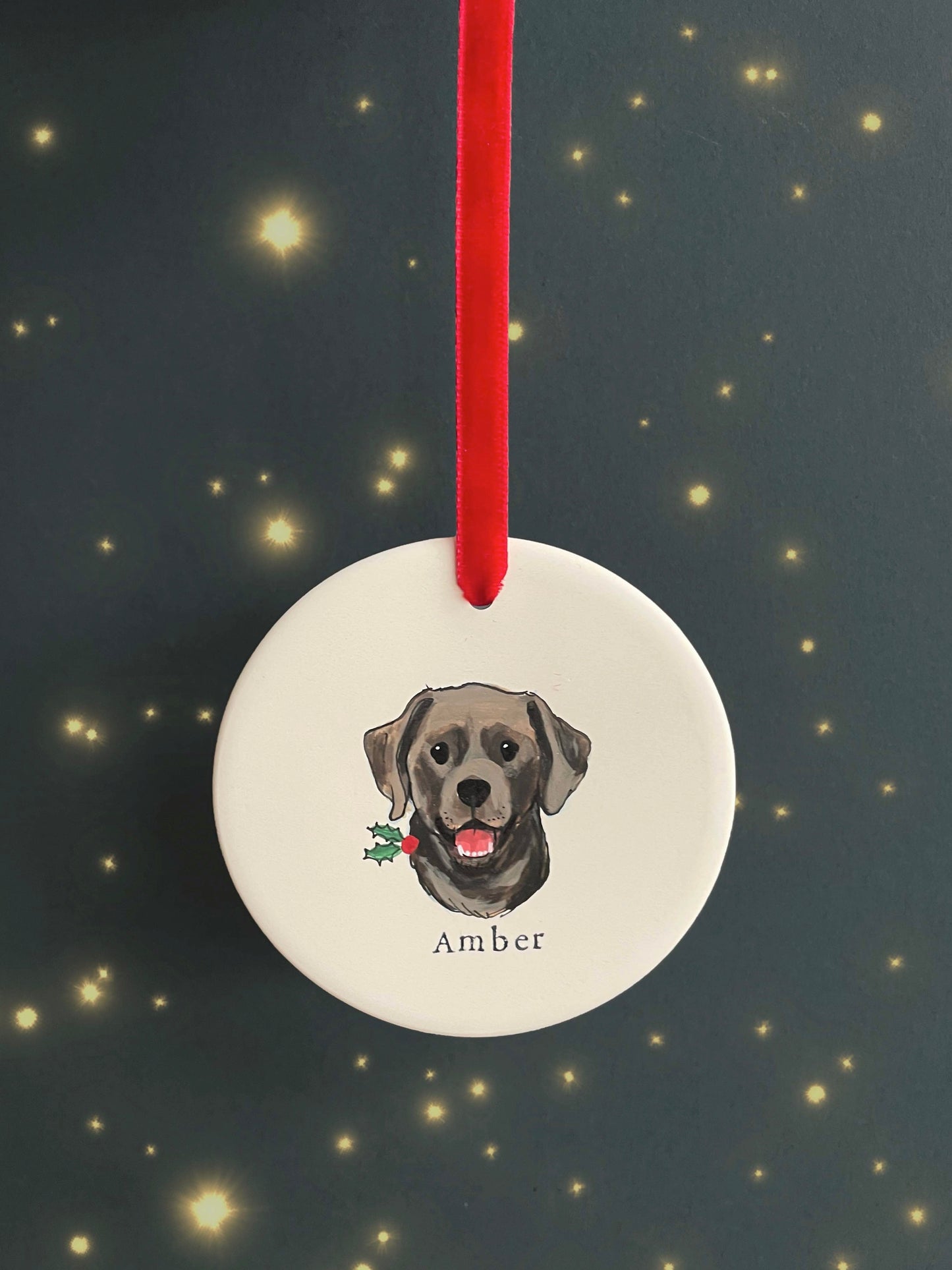 Dog Portrait Flat Christmas Bauble