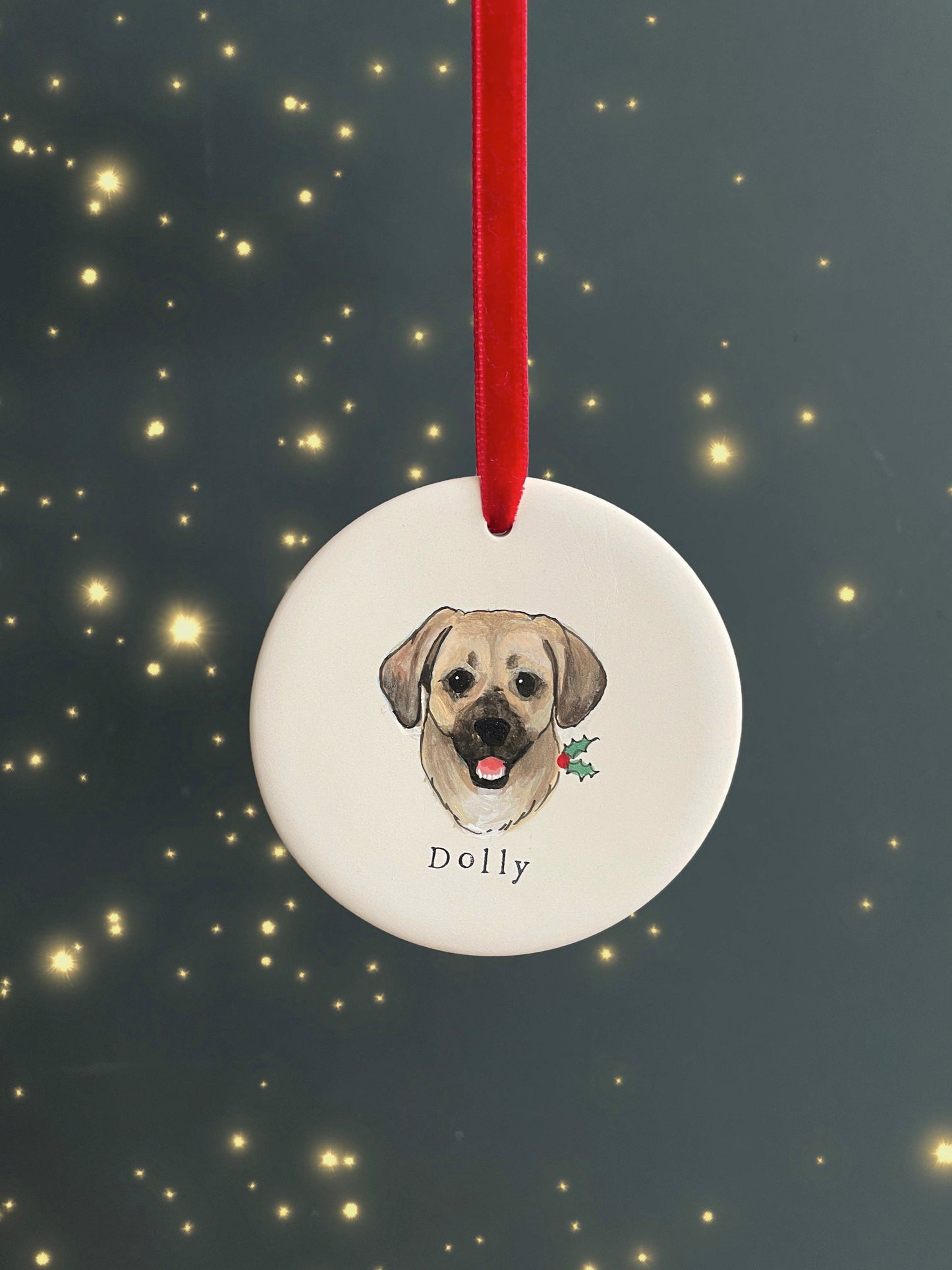 Dog Portrait Flat Christmas Bauble