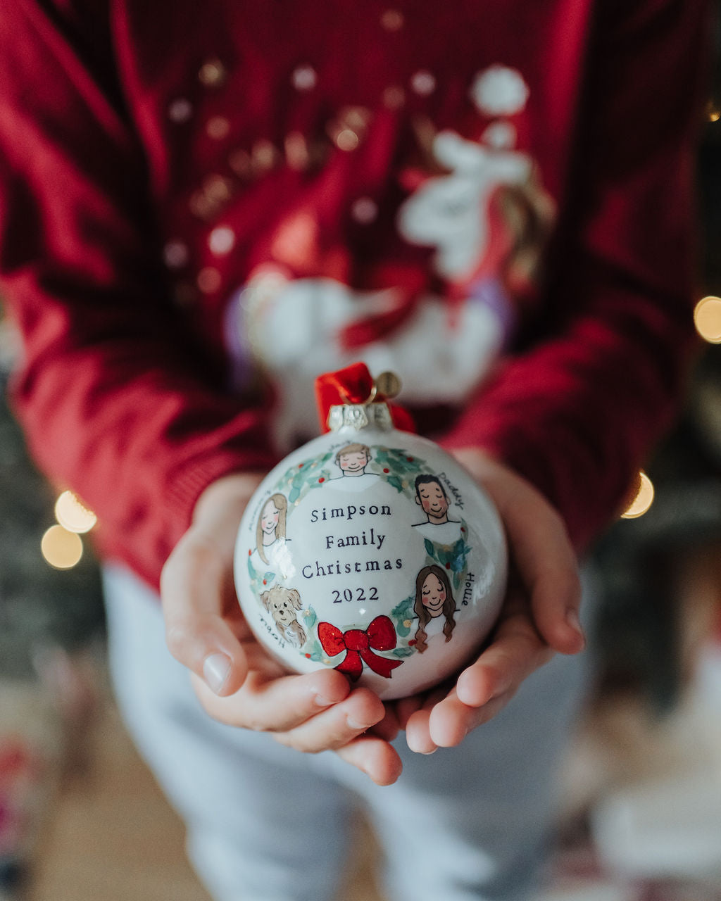 Wreath Family Portrait Christmas Bauble