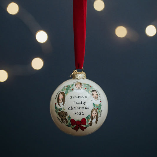 Wreath Family Portrait Christmas Bauble