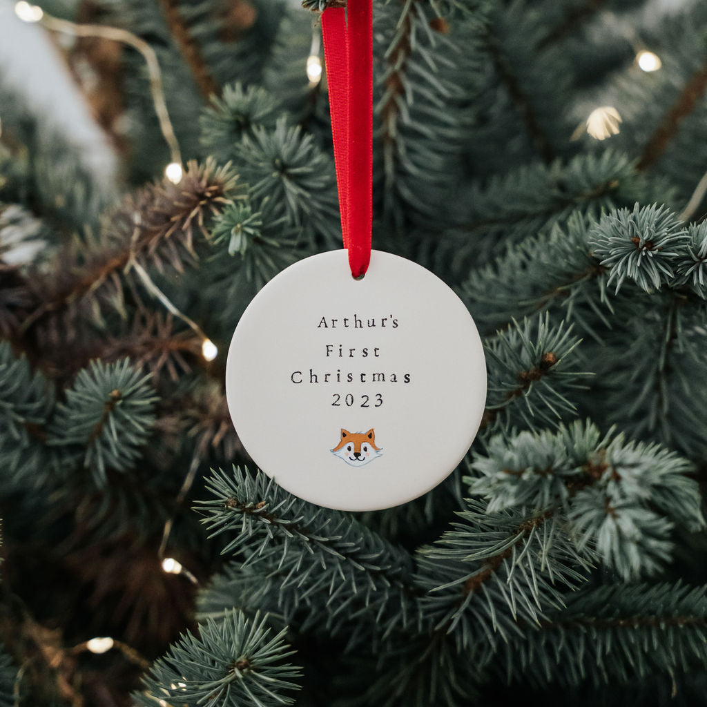 Baby's First Christmas Fox Bauble