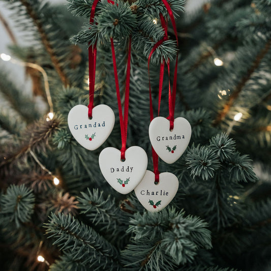Family Christmas Mini Tree Hearts