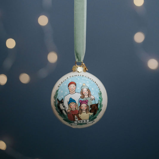 Family Portrait Bauble Snowy
