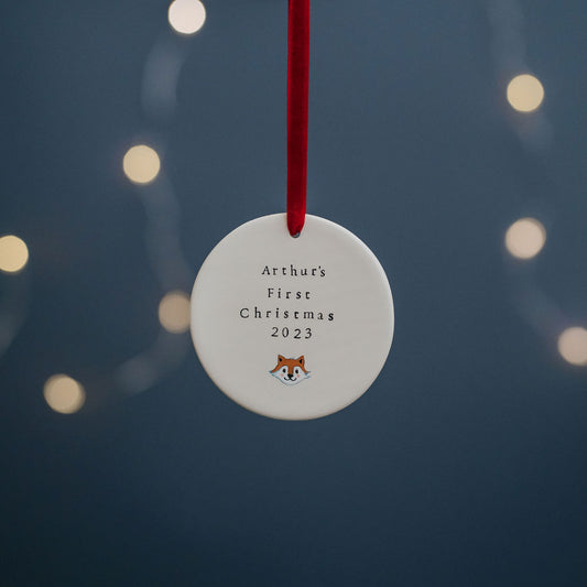 Baby's First Christmas Fox Bauble