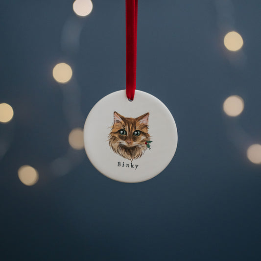 Cat Portrait Flat Christmas Bauble