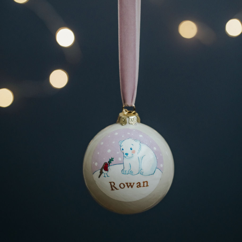 Baby's Christmas Bauble Polar Bear Blue