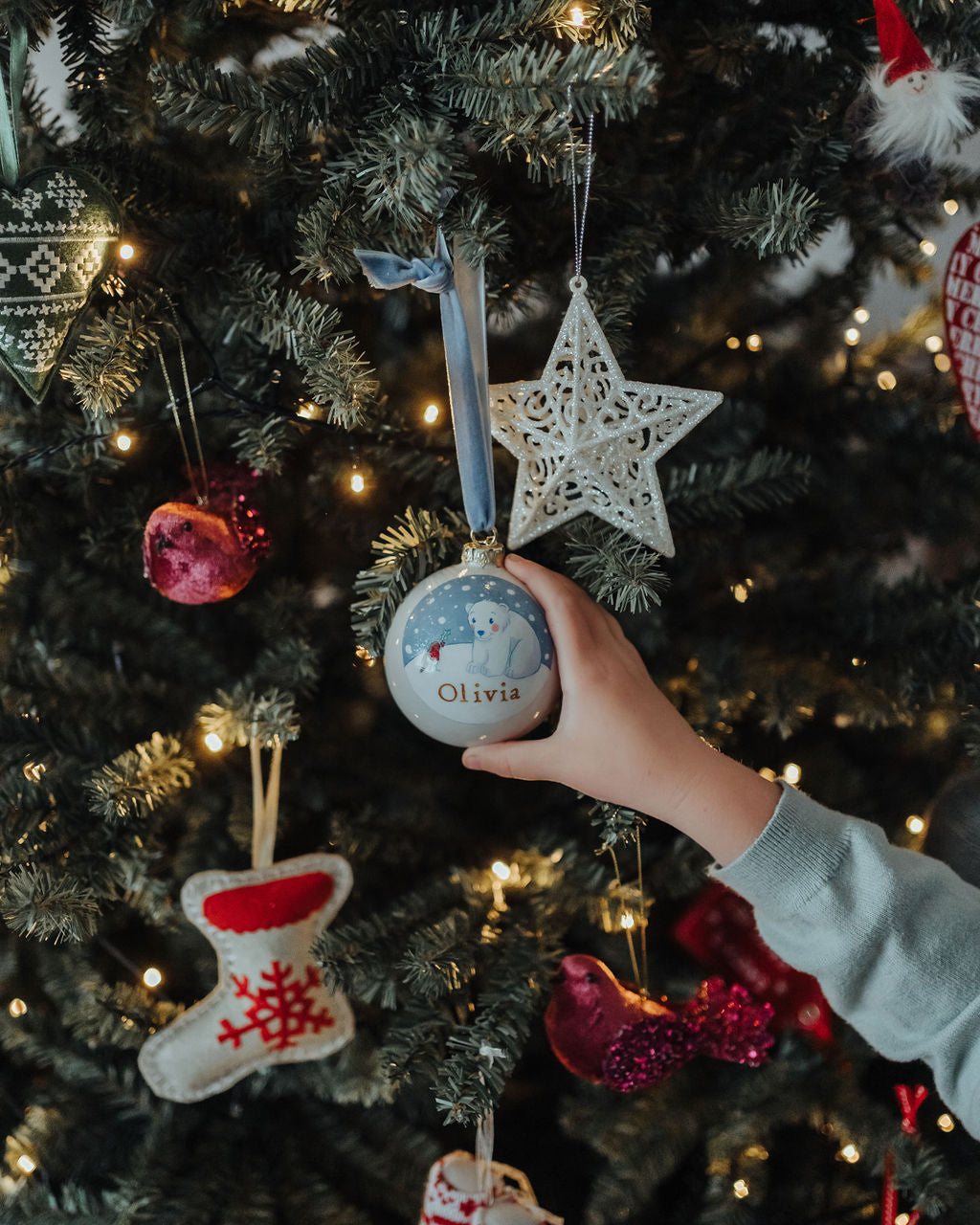 Baby's Christmas Bauble Polar Bear Blue