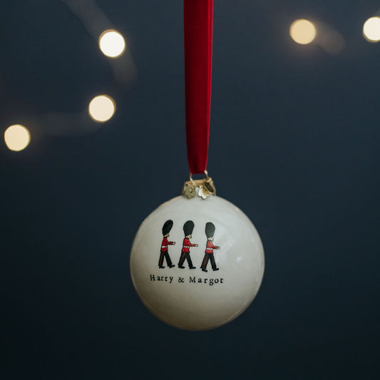 Personalised Christmas Bauble Soldiers
