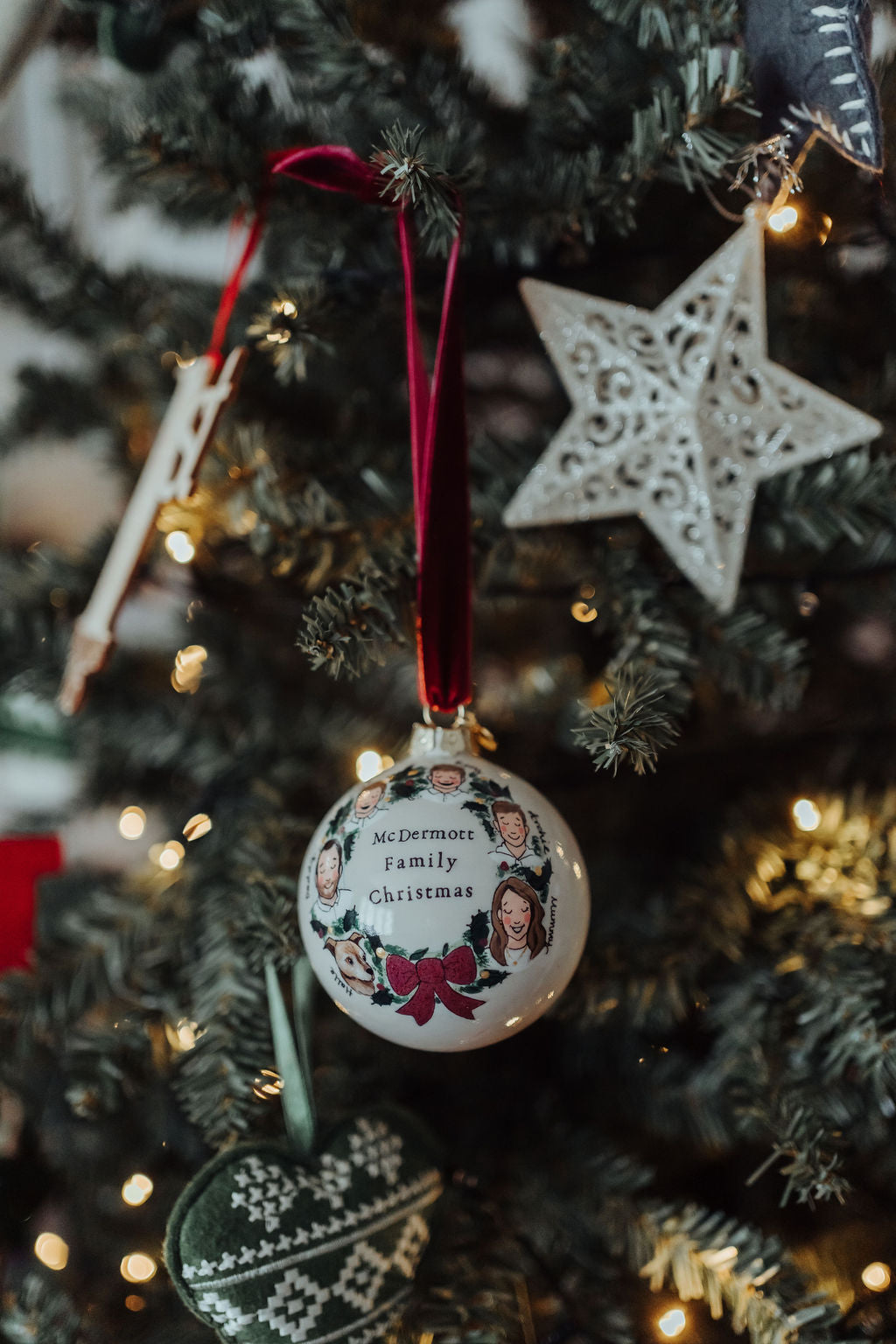 Wreath Family Portrait Christmas Bauble