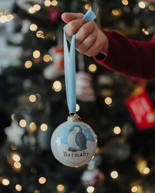 Baby's First Christmas Bauble Penguin Blue