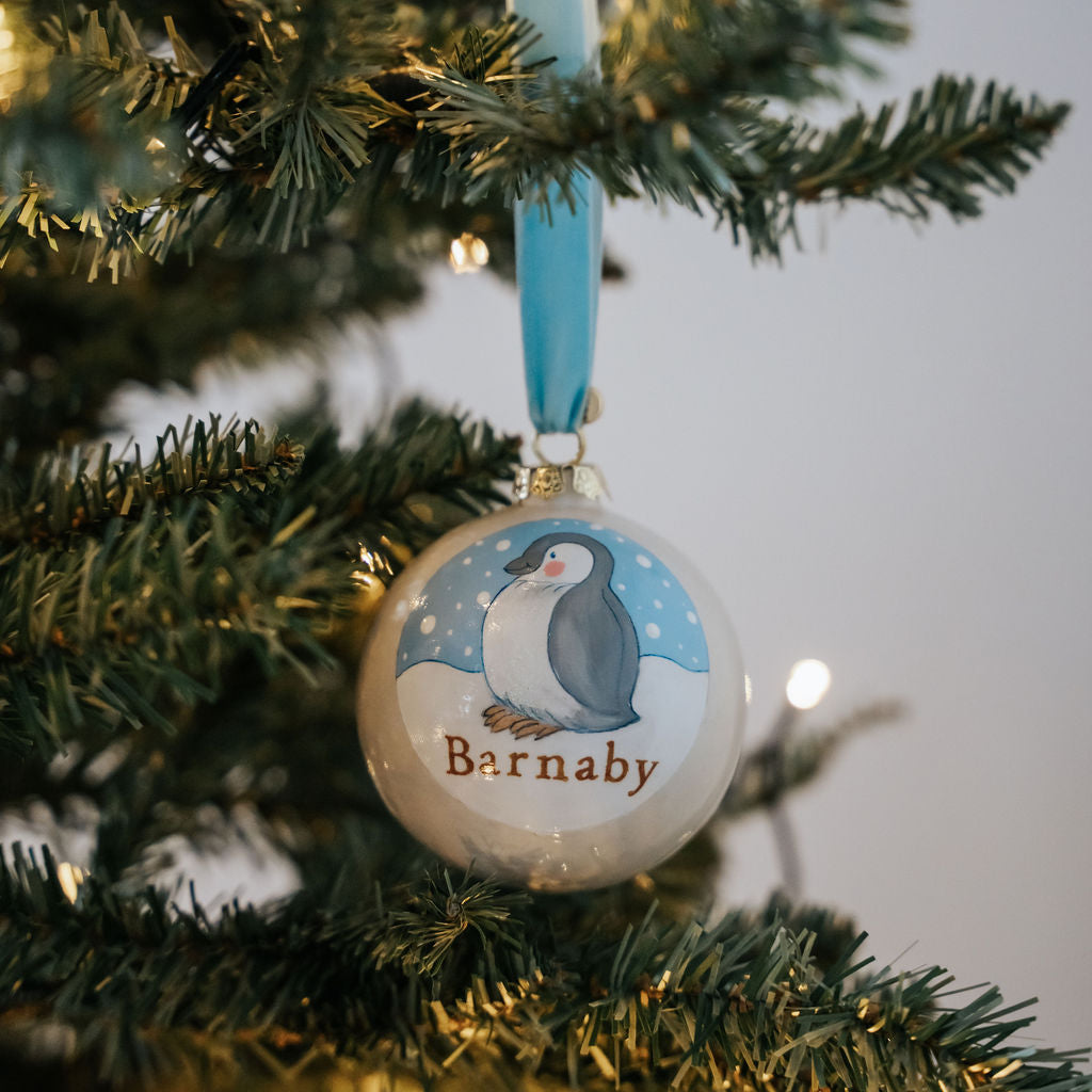 Baby's First Christmas Bauble Penguin Blue