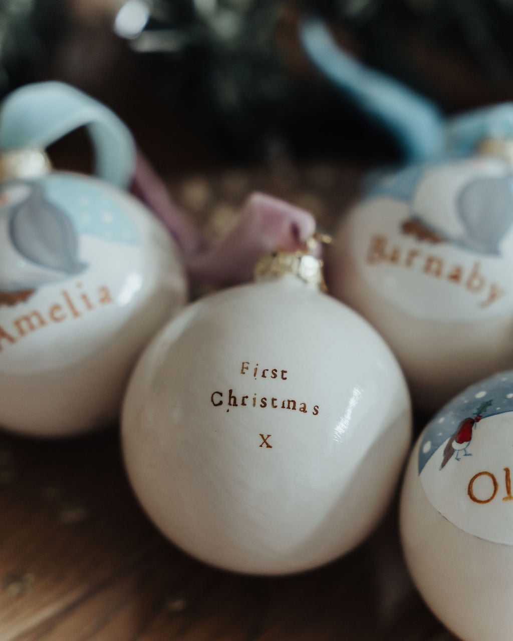 Baby's Christmas Bauble Polar Bear Pink